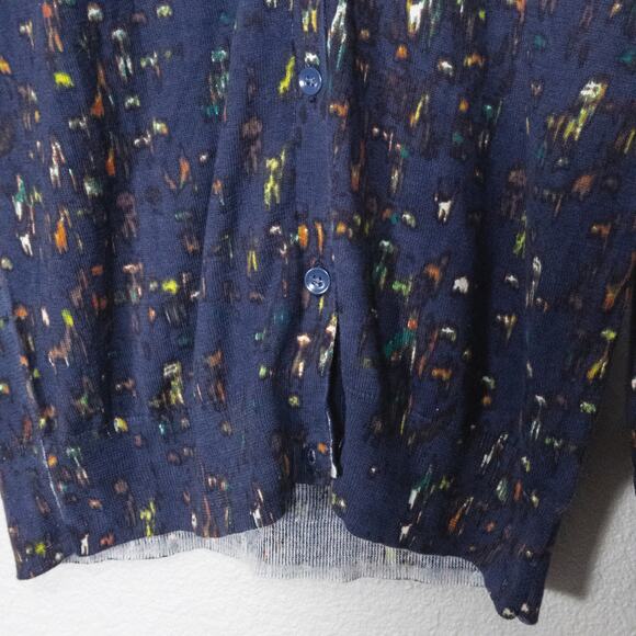 Gap Women’s Cardigan Button Front Coquette Preppy Casual Painter Knit Navy Sz L - Picture 7 of 12